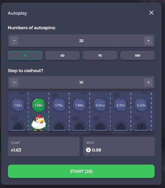 إعداد التشغيل التلقائي في لعبة طريق الدجاج