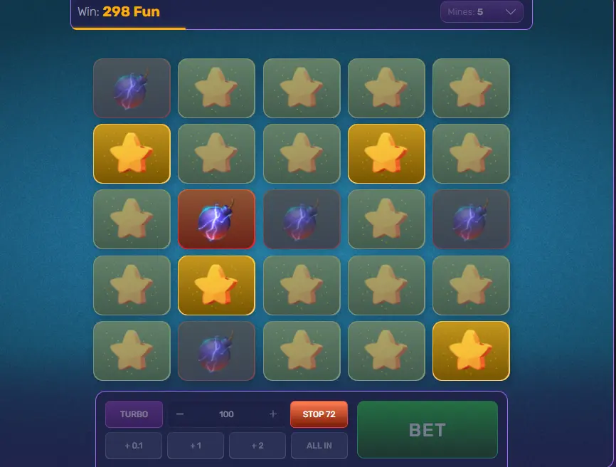 إنهاء اللعبة في Turbo Mines