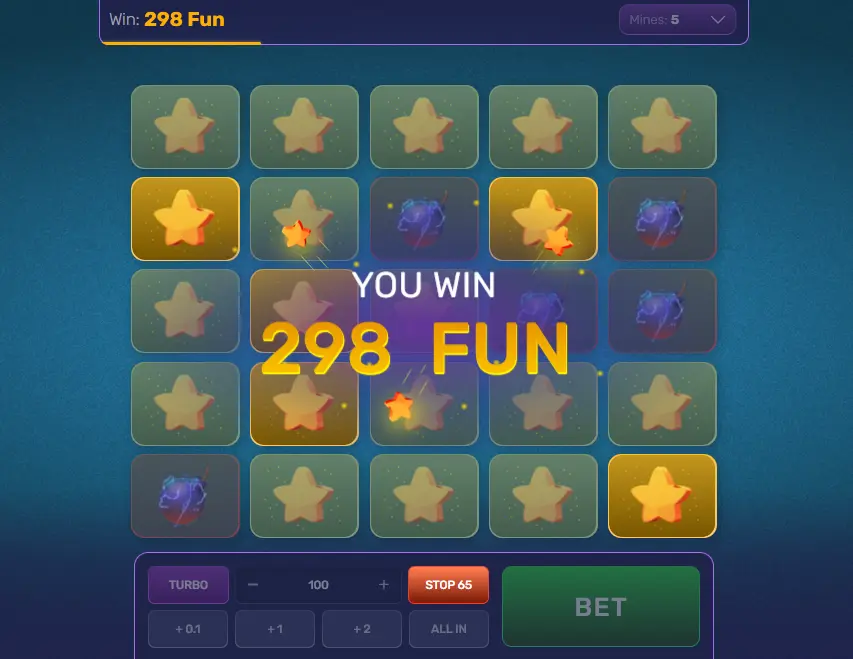 الفوز في Turbo Mines