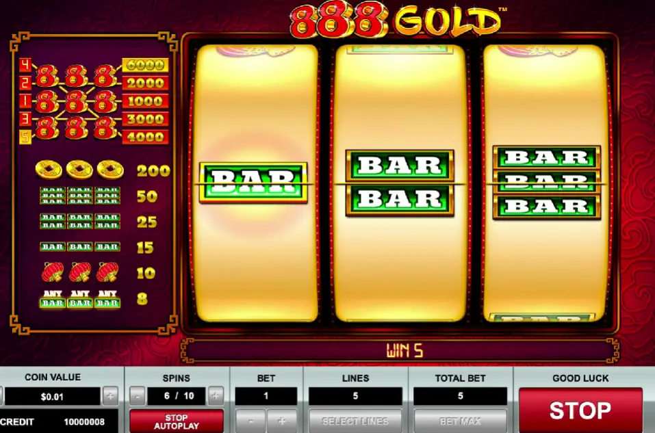 أسلوب لعب 888 Gold