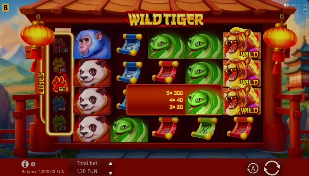 لعبة Wild Tiger - رمز الثعبان