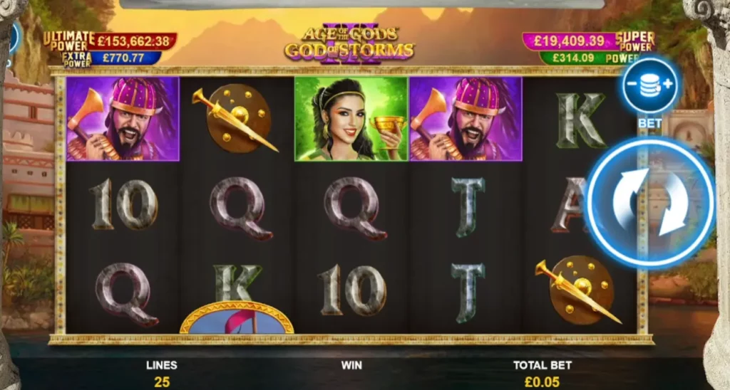 واجهة لعبة Age of the Gods God of Storms 3